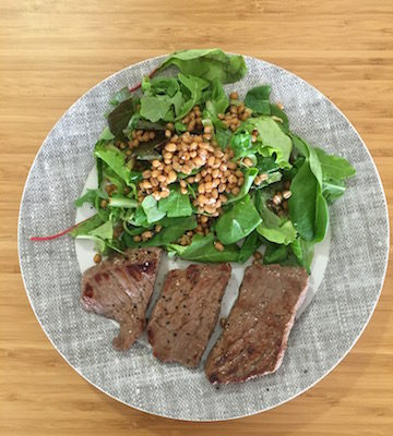 whole wheat grains and organic steak