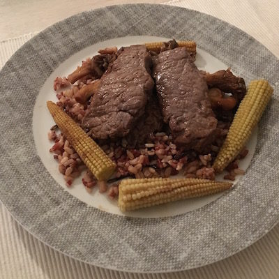 Meat filet and veggies